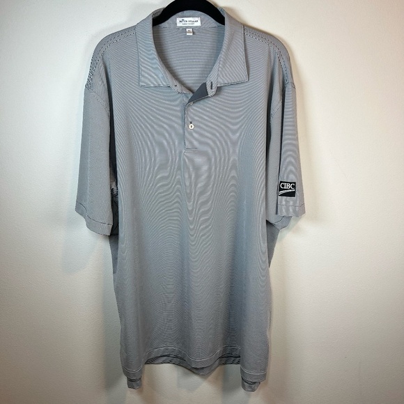 Peter Millar Men's Summer Comfort Polo Shirt Gray White Striped Stretch Golf XL - Picture 1 of 13